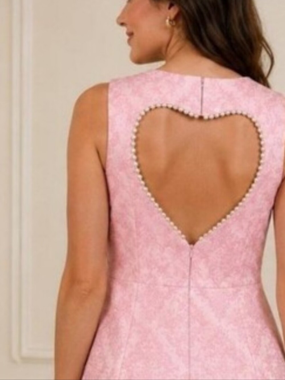 NWT Bridgerton Limited Edition Cut Out Heart Back -Brocade Pink & Silver Large